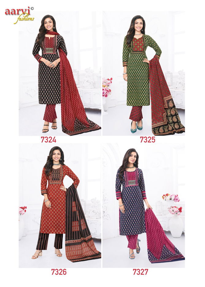 Gamthi Vol 5 By Aarvi Dobby Cotton Printed Kurti With Bottom Dupatta Wholesalers In Delhi
